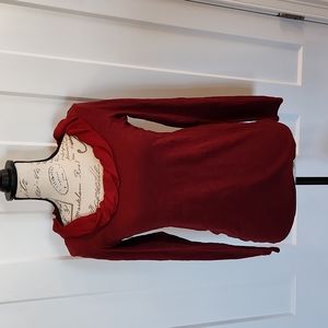 LOFT Deep Red tee with ribbon detail